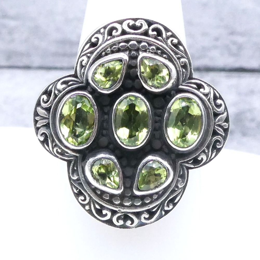 Bali Legacy Sterling Silver 925 Peridot 2.2 ctw Split-Shank Sz 9 Coctail Ring